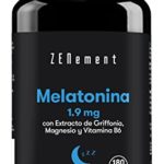 Melatonina 1,9 mg, con Extracto de Grifonia, Magnesio y Vitamina B6, 180 Cápsulas | Ayuda con el Insomnio y Trastornos del Sueño | 100% Vegano, No-GMO, GMP, libre de aditivos, sin Gluten | Zenement