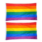 Toyvian 2Pcs Bandera de Arco Iris Bandera LGBT Grande con Bandera de Orgullo con Ojales de latón 90 * 150 cm