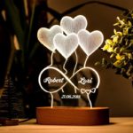 TRANSPARENT GIFT San Valentin Lámpara Personalizada 3D Led Romántica Infinito+Corazón - Amor - Regalos Personalizados - Regalos Originales para Mujer y Hombre, Novios, Parejas, Amigos y Aniversarios